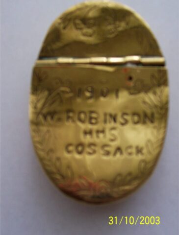 Brass box - 1901 M. Robinson - HMS Cossack