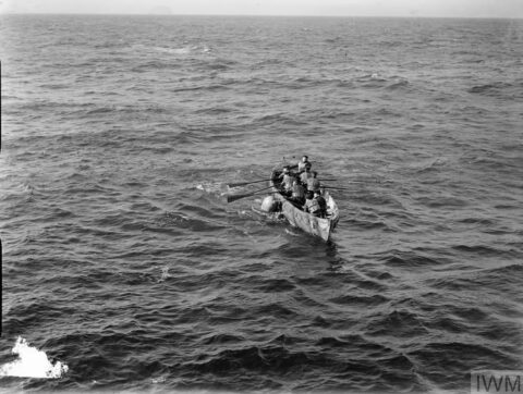 Whaler boat towing torpedo